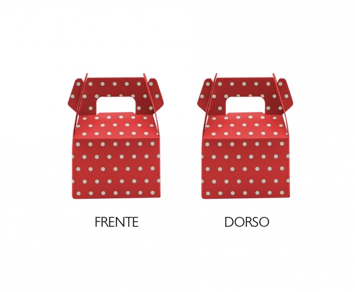 CAJITA PAPEL SOUVENIR 10P MOTAS ROJO