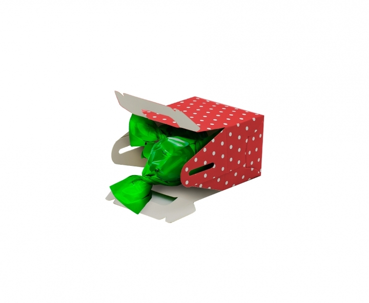 CAJITA PAPEL SOUVENIR 10P MOTAS ROJO