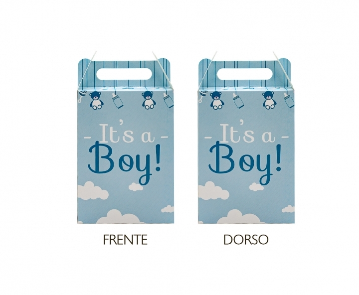 CAJA PAPEL RECTANGULO “IT’S A BOY!” CELESTE