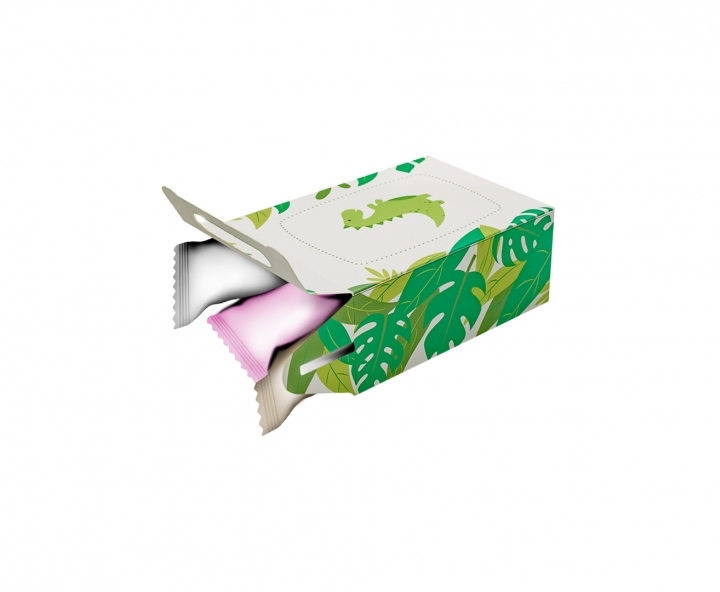 CAJA PAPEL RECTANGULO DINOSAURIO 10P (17X9X5) BLANCO/VERDE