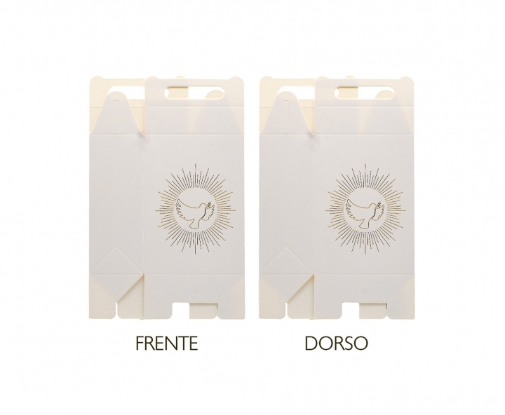 CAJA PAPEL RECTANGULO PALOMA 10P (17X9X5) BLANCO/DORADO