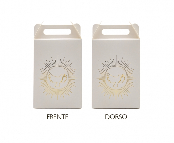 CAJA PAPEL RECTANGULO PALOMA 10P (17X9X5) BLANCO/DORADO