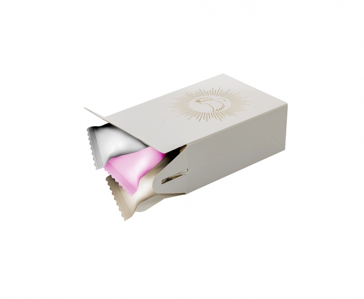 CAJA PAPEL RECTANGULO PALOMA 10P (17X9X5) BLANCO/DORADO
