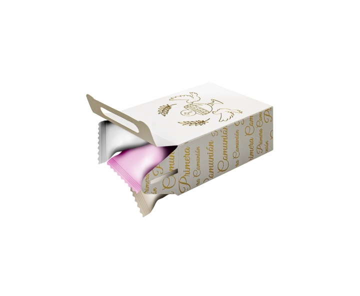 CAJA PAPEL RECTANGULO PRIMERA COMUNION 10P (17X9X5) BLANCO/DORADO