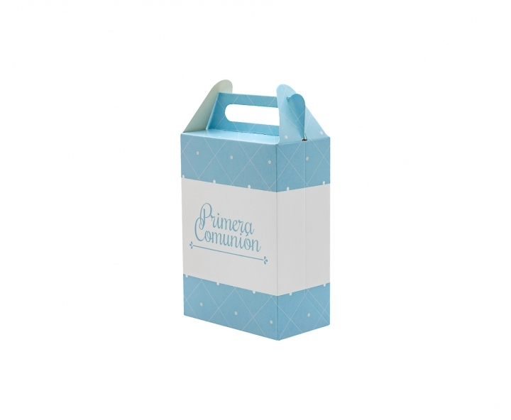 CAJA PAPEL RECTANGULO PRIMERA COMUNION 10P (17X9X5) CELESTE