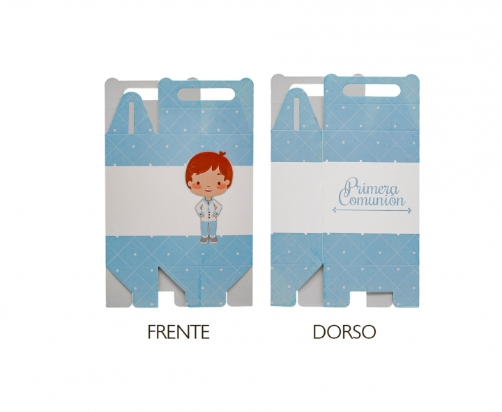 CAJA PAPEL RECTANGULO PRIMERA COMUNION 10P (17X9X5) CELESTE