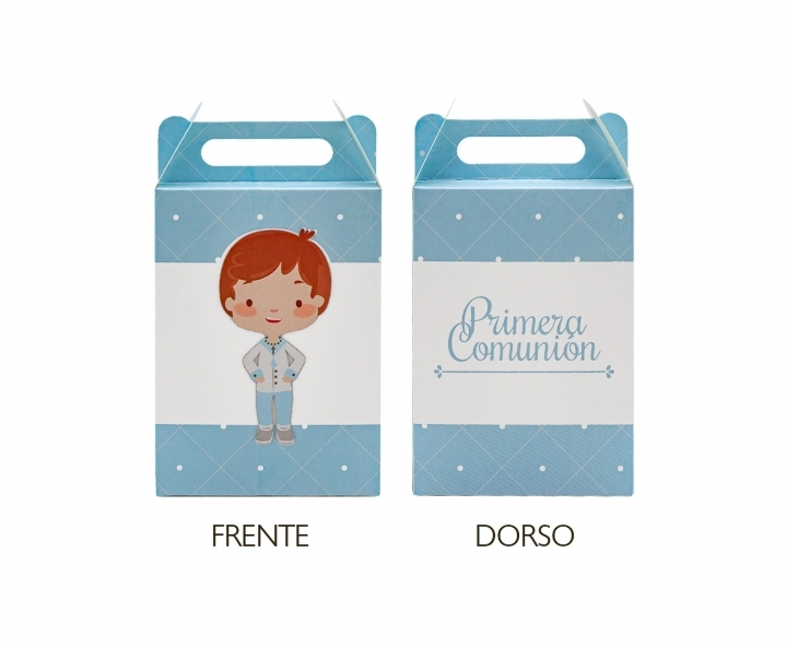 CAJA PAPEL RECTANGULO PRIMERA COMUNION 10P (17X9X5) CELESTE