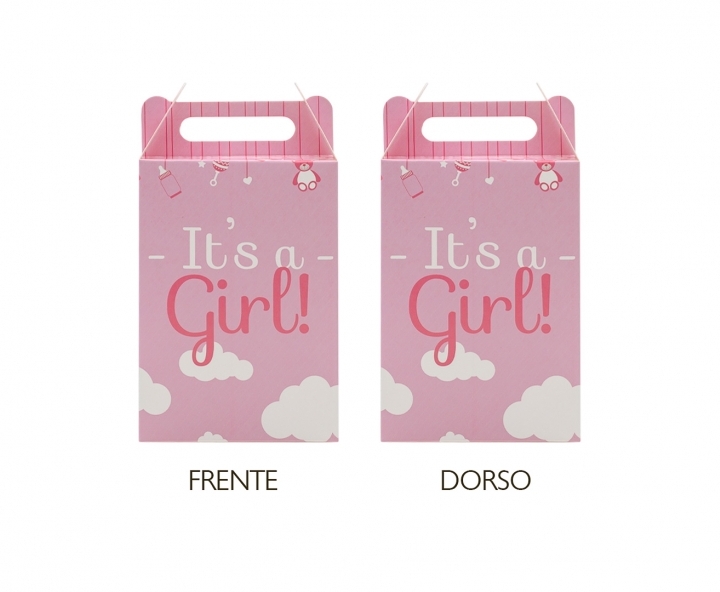 CAJA PAPEL RECTANGULO “IT’S A GIRL” ROSADO