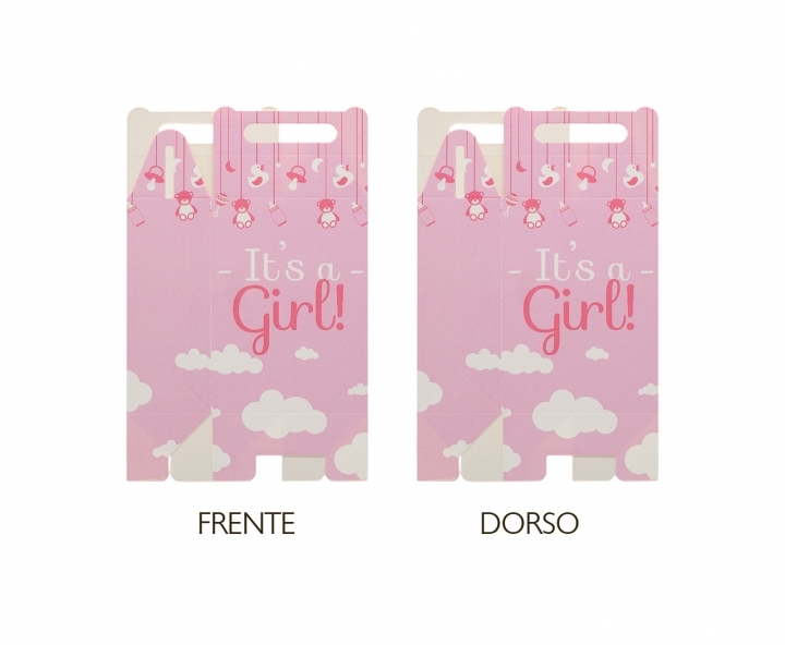 CAJA PAPEL RECTANGULO “IT’S A GIRL” ROSADO