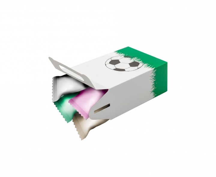 CAJA PAPEL RECTANGULO FUTBOL 10P (17X9X5) BLANCO/VERDE