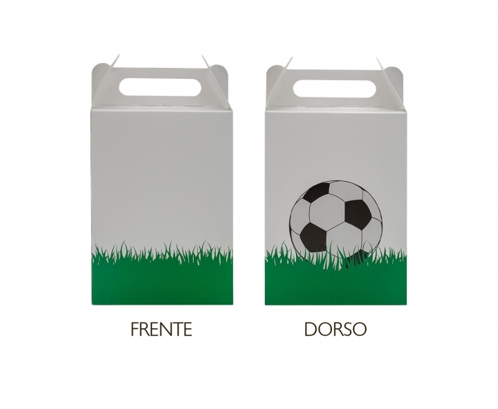 CAJA PAPEL RECTANGULO FUTBOL 10P (17X9X5) BLANCO/VERDE