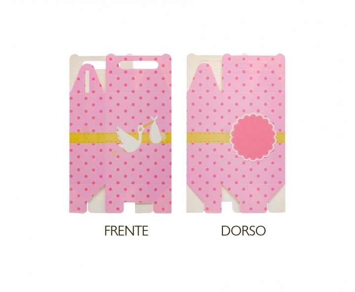 CAJA PAPEL RECTANGULO CIGUEÑA 10P (17X9X5) ROSADO