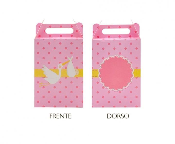 CAJA PAPEL RECTANGULO CIGUEÑA 10P (17X9X5) ROSADO