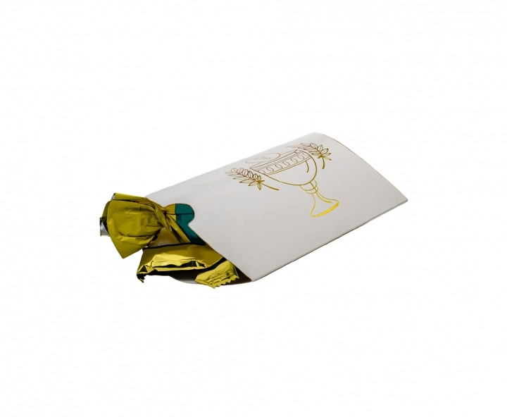 CAJA PAPEL TUBO PRIMERA COMUNION 10P (12X9X3) BLANCO/DORADO
