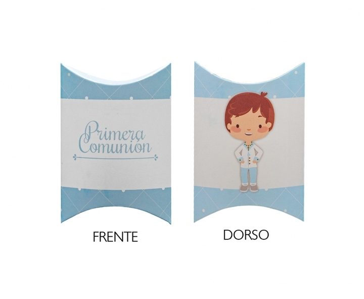 CAJA PAPEL TUBO PRIMERA COMUNION 10P (12X9X3) CELESTE