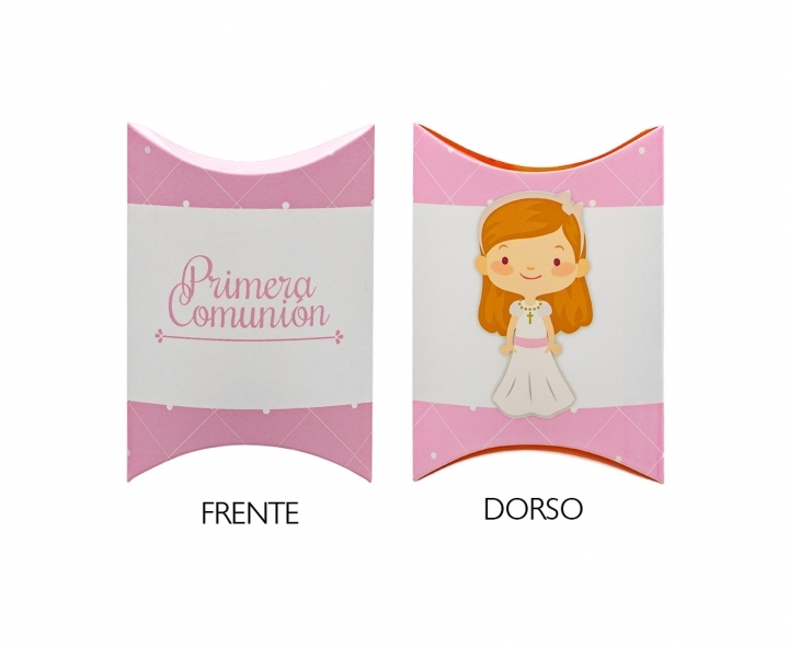 CAJA PAPEL TUBO PRIMERA COMUNION 10P (12X9X3) ROSADO