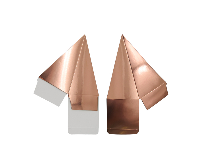 CAJITA PIRAMIDE 10P (6.5X12.5) ROSA DORADO