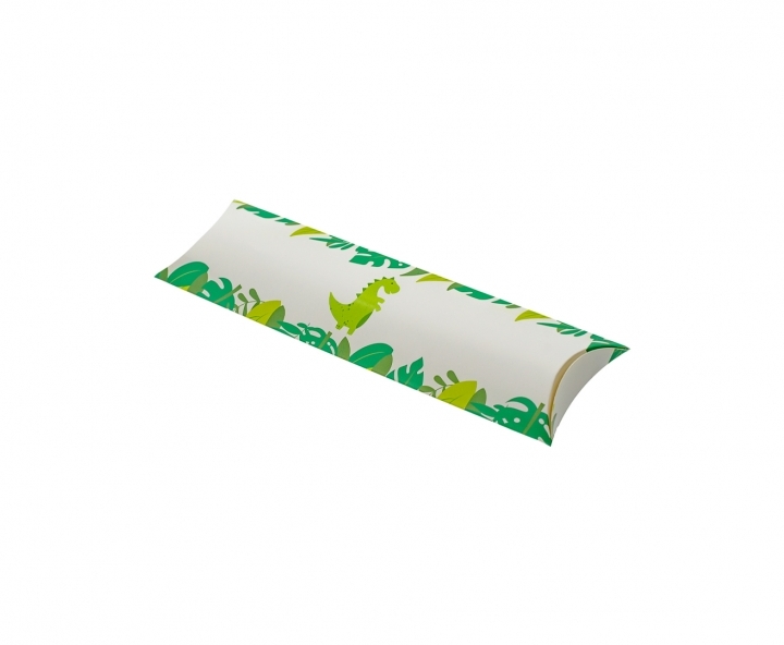 CAJA PAPEL TUBO DINOSAURIO 10P (21X6X1) BLANCO/VERDE