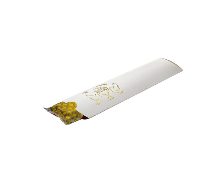 CAJA PAPEL TUBO PRIMERA COMUNION 10P (21X6X1) BLANCO/DORADO