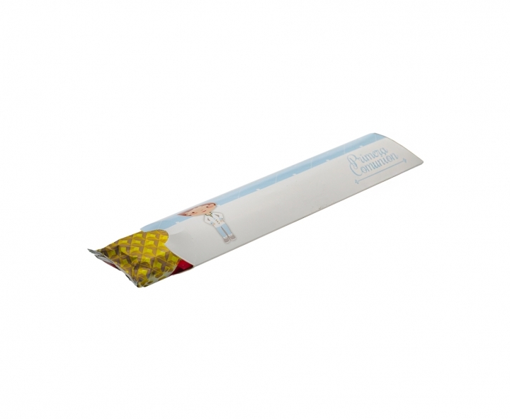CAJA PAPEL TUBO PRIMERA COMUNION 10P (21X6X1) CELESTE