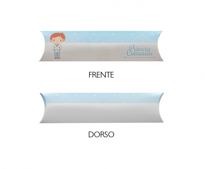 CAJA PAPEL TUBO PRIMERA COMUNION 10P (21X6X1) CELESTE