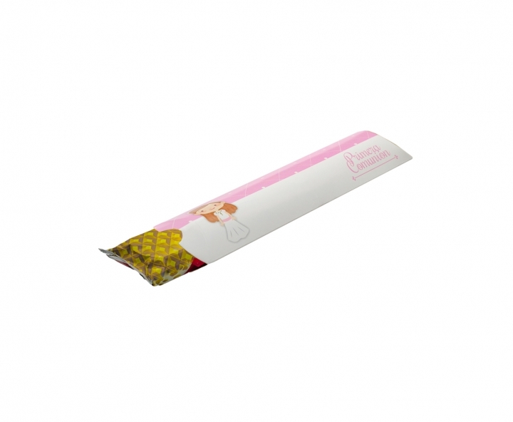 CAJA PAPEL TUBO PRIMERA COMUNION 10P (21X6X1) ROSADO