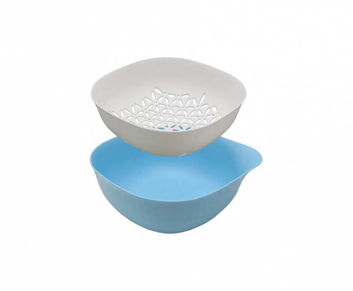 BOWL PLASTICO C/ ESCURRIDOR (23X23X9) CELESTE