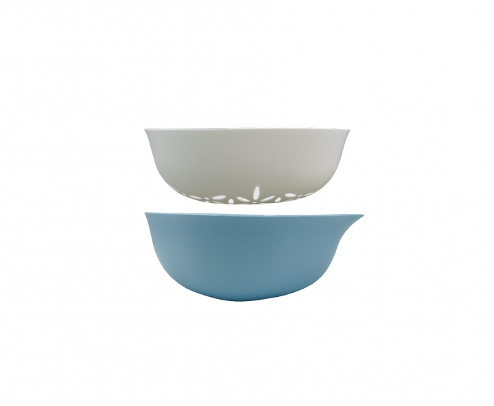 BOWL PLASTICO C/ ESCURRIDOR (23X23X9) CELESTE