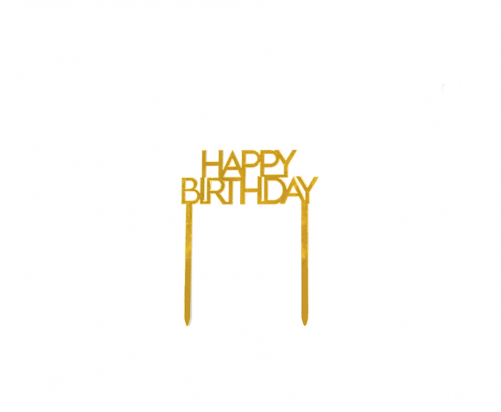 ADORNO TORTA HAPPY BIRTHDAY (11X14) DORADO