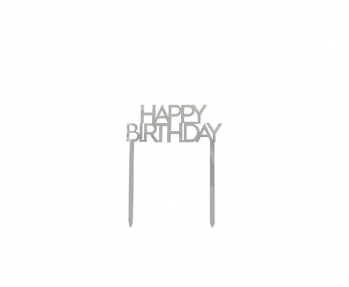 ADORNO TORTA HAPPY BIRTHDAY (11X14) PLATEADO