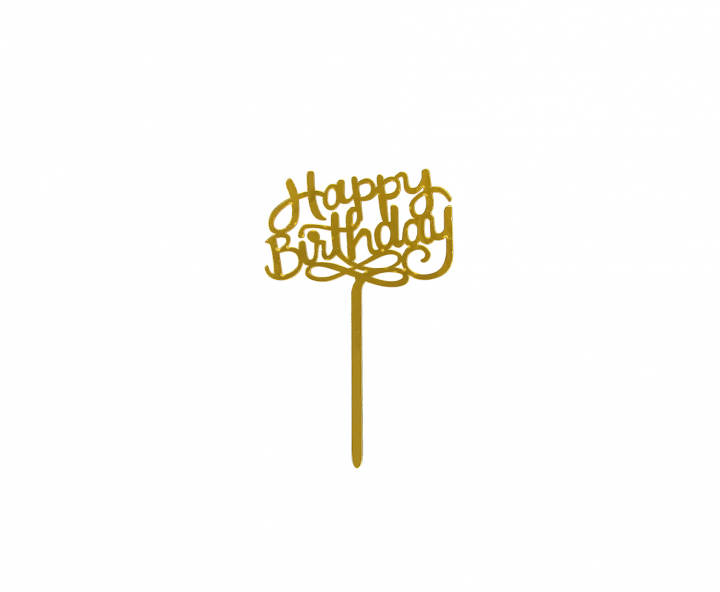 ADORNO TORTA HAPPY BIRTHDAY (10.5X16.5) DORADO