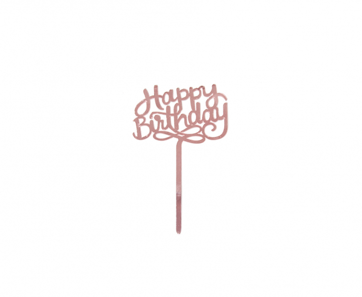 ADORNO TORTA HAPPY BIRTHDAY (10.5X16.5) ROSA DORADO