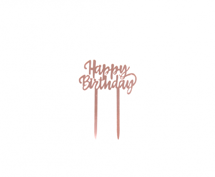 ADORNO TORTA “HAPPY BIRTHDAY” (11X14) ROSA DORADO