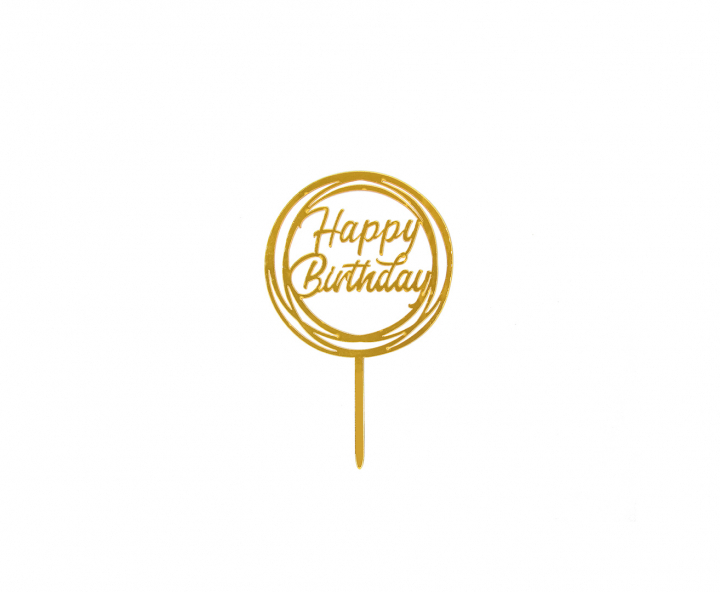 ADORNO TORTA “HAPPY BIRTHDAY” (10.5X16.5) DORADO
