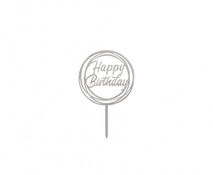 ADORNO TORTA “HAPPY BIRTHDAY” (10.5X16.5) PLATEADO