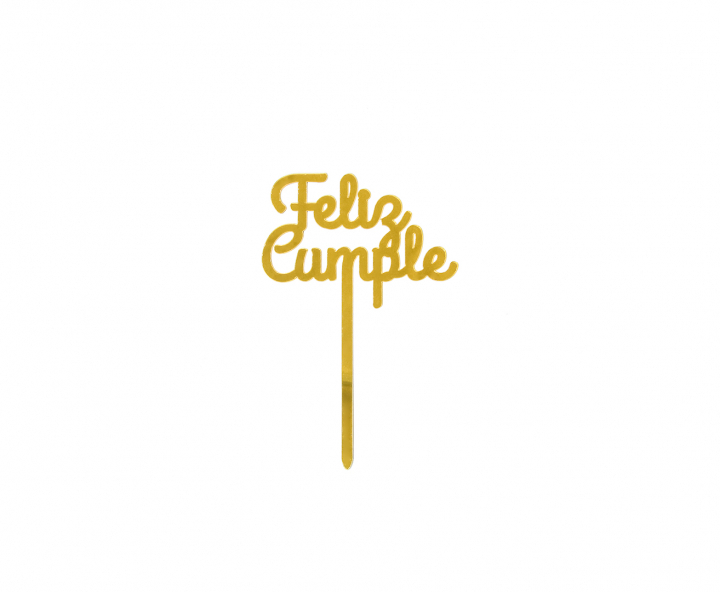 ADORNO TORTA “FELIZ CUMPLE” (11X16.5) DORADO