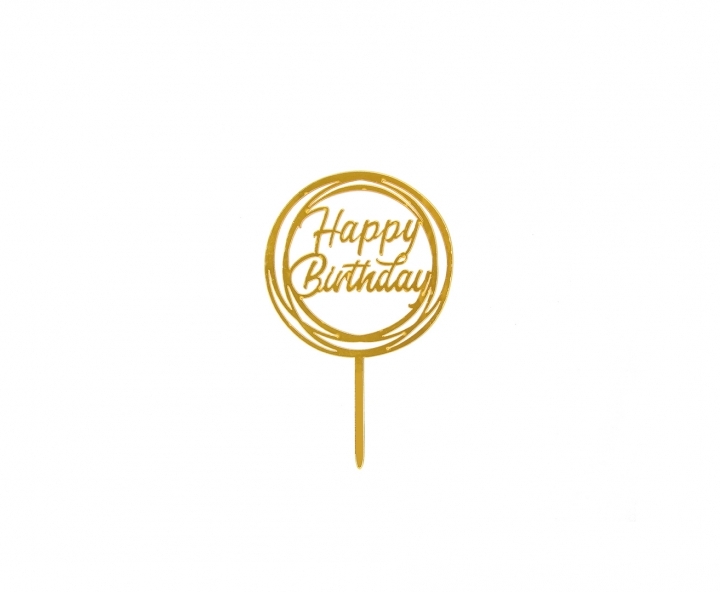 ADORNO TORTA “HAPPY BIRTHDAY” (10X17) DORADO