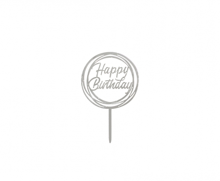 ADORNO TORTA “HAPPY BIRTHDAY” (10X17) PLATEADO