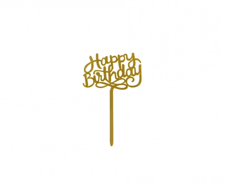 ADORNO TORTA “HAPPY BIRTHDAY” (11X17) DORADO