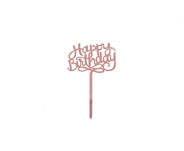 ADORNO TORTA “HAPPY BIRTHDAY” (11X17) ROSA DORADO
