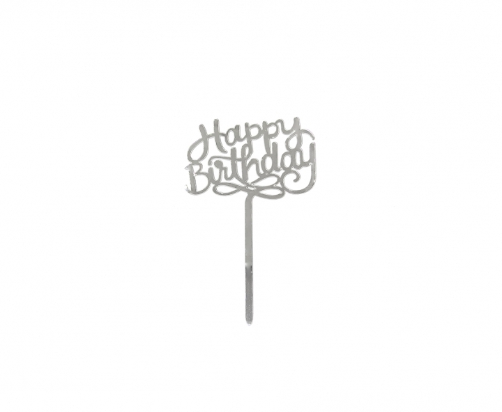 ADORNO TORTA “HAPPY BIRTHDAY” (11X17) PLATEADO