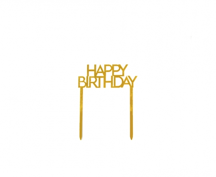 ADORNO TORTA “HAPPY BIRTHDAY” (11X15) DORADO