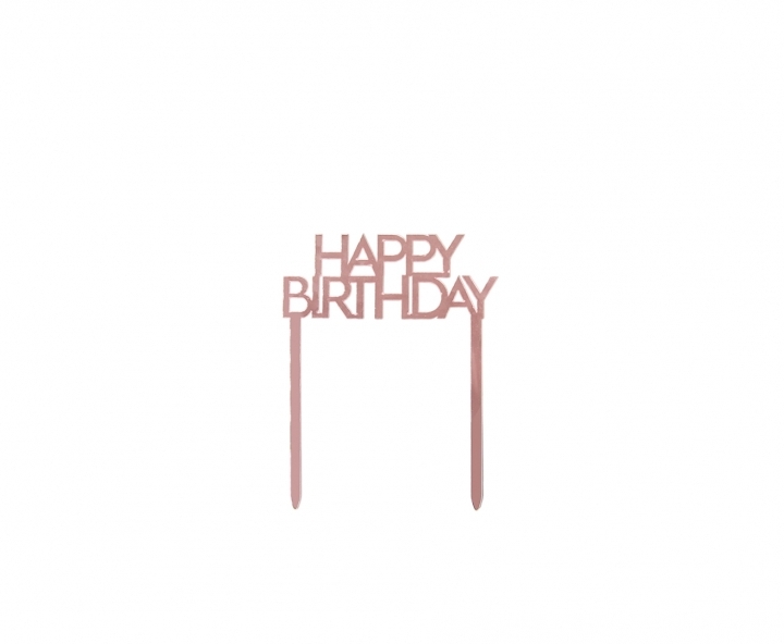 ADORNO TORTA “HAPPY BIRTHDAY” (11X15) ROSA DORADO