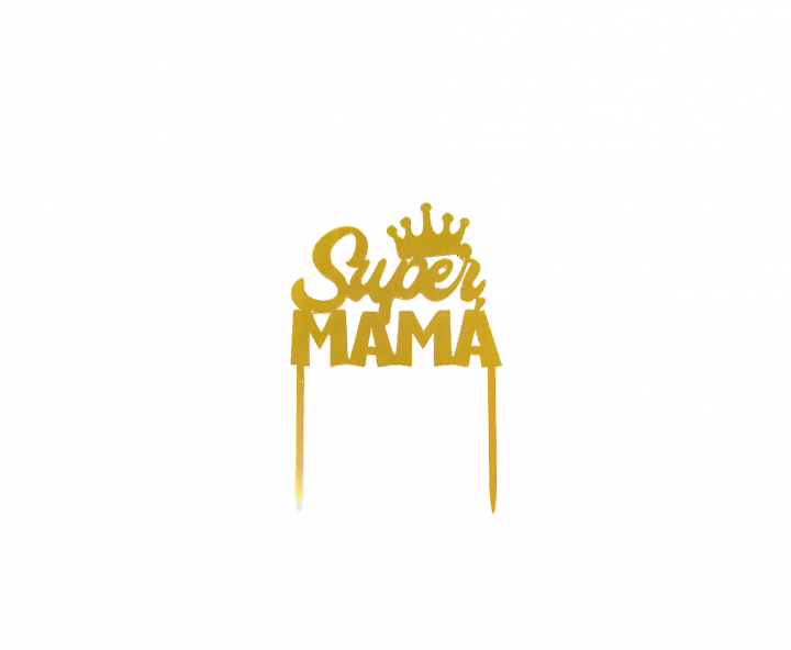 ADORNO TORTA “SUPER MAMA” (10.5X15) DORADO