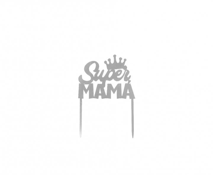 ADORNO TORTA “SUPER MAMA” (10.5X15) PLATEADO