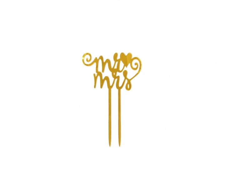 ADORNO TORTA “MRS” (10X17) DORADO