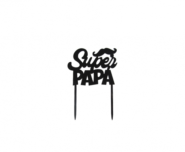 ADORNO TORTA “SUPER PAPA” (10.5X15) NEGRO
