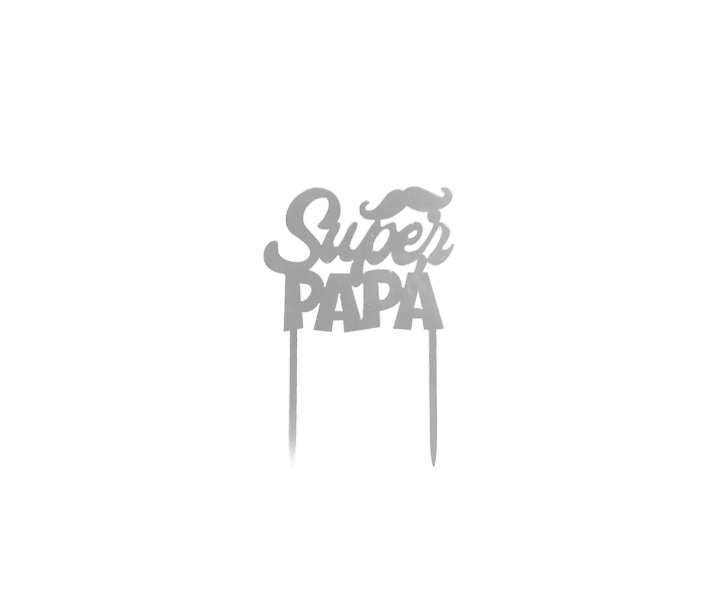 ADORNO TORTA SUPER PAPA (10.5X15) PLATEADO