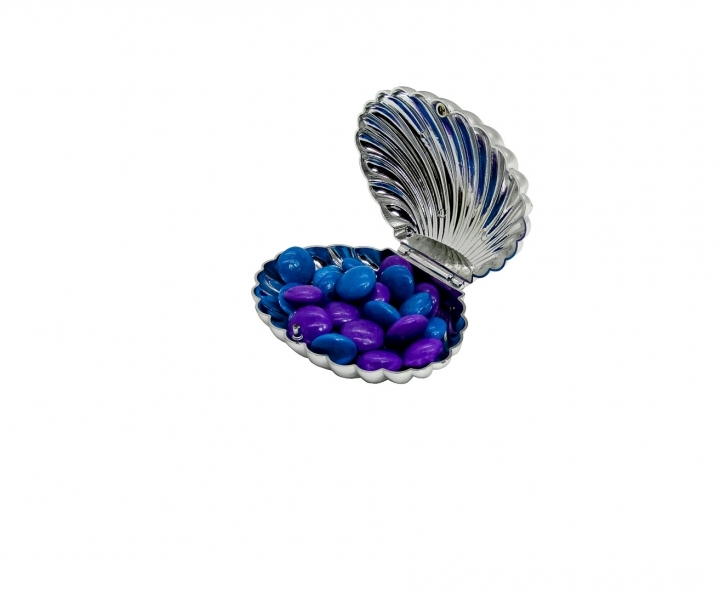 CARAMELERO PLASTICO CONCHA 10P (8X7X4) PLATEADO