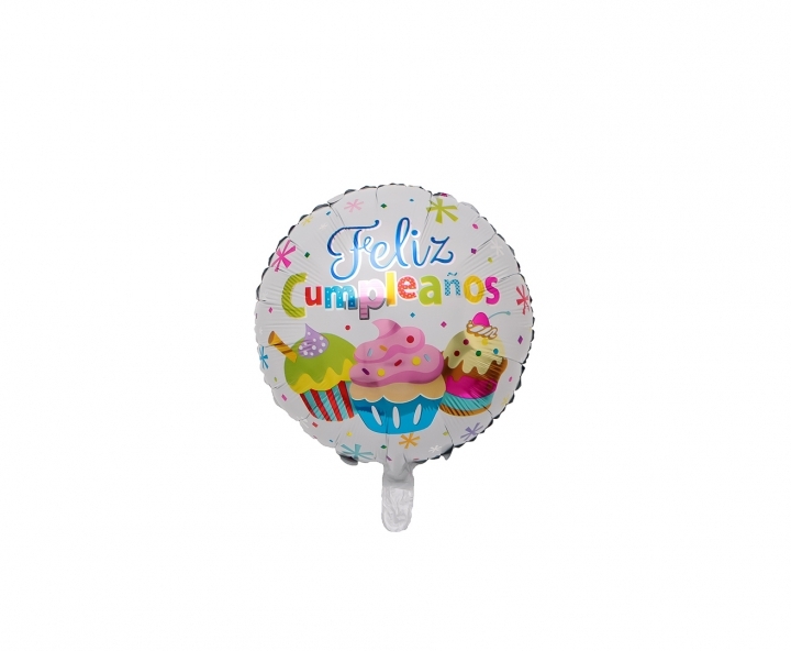 GLOBO “FELIZ CUMPLEAÑOS” (45CM) BLANCO